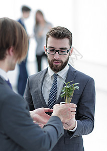 成功的青年商务人士 年青发芽男人合作生活进步树苗知识投资安全脆弱性首都图片