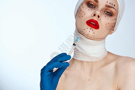 美容面部外科手术 诊所身体护理 近身检查手套化妆品医院皱纹成人女性女孩医生塑料美容师图片