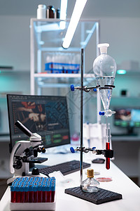 科学实验室设备和有血液的试管试验设备化学仪器药品液体血管内阁职场管子管道化学品图片