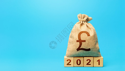 英镑钱袋和 2021 年区块 明年的预算计划 新十年的开始 商业计划和发展前景 收入支出 投融资背景图片