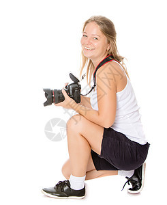 美少女摄影师镜片女性女孩微笑女士潮人乐趣工作室旅行爱好图片