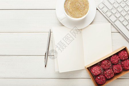 与健康的糖果和坚果一起工作盒子工艺甜点薄片记事本椰子笔记本办公室营养礼物图片