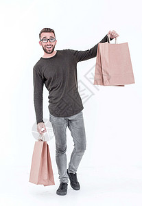 携带礼品的人的全年身长礼物购物狂消费者店铺购物购物者男性杂货店纸板顾客图片