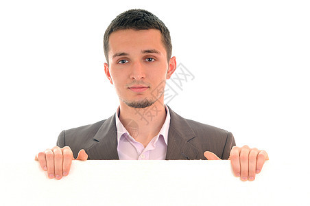 青年商务人士喜悦手势男人领带头发成功学生思维横幅木板图片