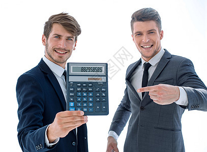穿西装的人在办公室闭合时拿着计算器成功数字会计金融预算帐户套装教育经济男性图片