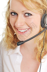 女商业家妇女耳机手指成人热线女性销售量咨询推销办公室操作员生意图片