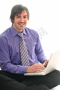 商务人士互联网拇指商务领带管理人员套装微笑笔记本手势公司图片