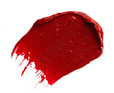 在白色背景上被孤立的唇膏抹黑手表保湿奶油唇彩红色口红中风胭脂刷子魅力样本图片