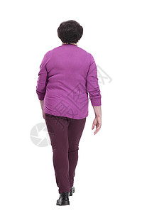 穿紫色上衣的年长无依无靠的女人财产顾客生活成人老年购物者尺寸装修裤子衬衫图片