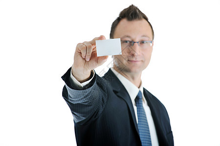 带空白白卡的青年商务人士信用问候语身份工作数据手指会议工作室成人男人图片