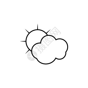太阳云 气候 天气线图标 机场的元素 旅行插图图标 标志 符号可用于网络 标志 移动应用程序 UI UX图片