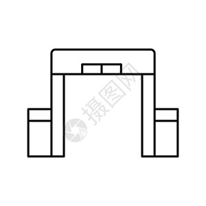 金属探测器 安全控制 机场线路图标 机场的元素 旅行插图图标 标志 符号可用于网络 标志 移动应用程序 UI UX图片