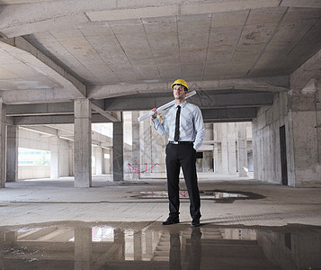 建筑工地建筑师导师工程师头盔经理建造建筑学帽子公司商务男人图片