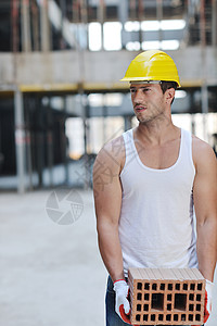 建筑工地的硬体工人白色工程师领班建设者建筑师工作安全帽工业修理工商业图片