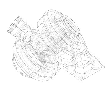 汽车涡轮充电器概念大纲活力压缩机草图机械车辆空气3d蓝图扇子速度图片