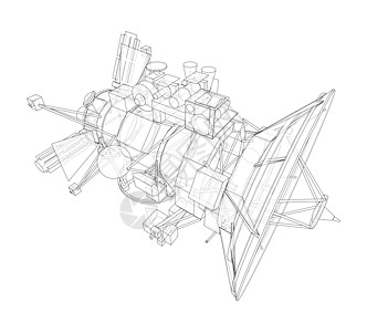 通信卫星概念构想概要环轨道转发器网络天线蓝图细胞草图车站3d电讯图片