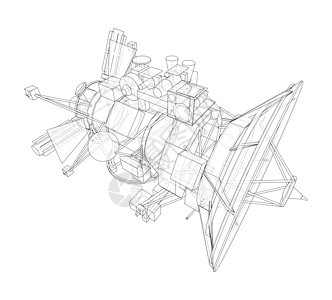 通信卫星概念构想概要环轨道转发器网络天线蓝图细胞草图车站3d电讯背景图片