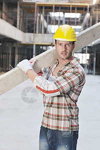 建筑工地的硬体工人商业头盔员工建筑师成人微笑白色黄色修理工工业图片