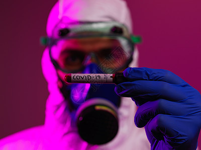 Corona病毒 医生 持有阳性covid19病毒血样管疾病面具生物样本治疗保健微生物学实验室药品市场图片