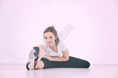 年轻年轻妇女健身运动女孩成人女性卫生减肥白色平衡女士保健腰部图片