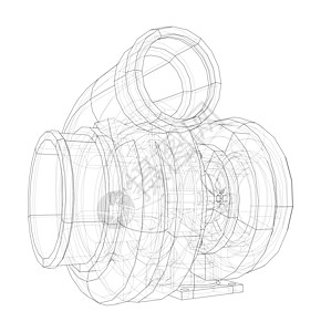 汽车涡轮充电器概念大纲运动速度排气车辆扇子发动机3d运输圆圈蓝图图片