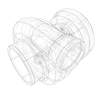 汽车涡轮充电器概念大纲技术草图扇子圆圈蓝图运动速度压缩机机械排气图片