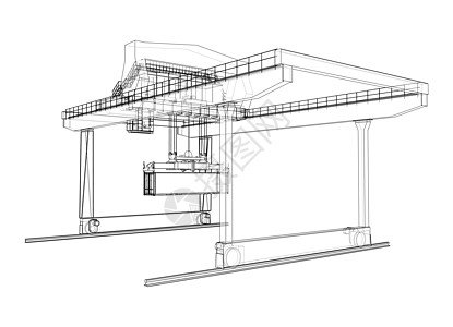 铁路架设的集装箱起重机概要商业后勤贸易龙门架卸载仓库出口草图盒子机械图片
