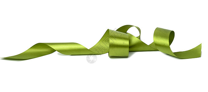 白色背景的绿色丝带 礼品包装饰品图片