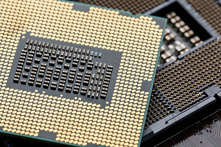 特写 CPU 芯片处理器 选择性焦点主板半导体电气别针电脑卡片芯片宏观木板母板图片