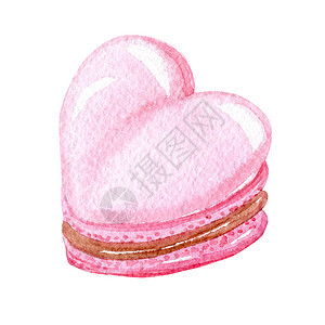白背景上孤立的粉红粉红心形木瓜蛋糕 情人节甜点图片