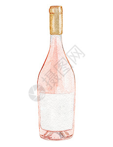 白底孤立的玫瑰红酒瓶子图片