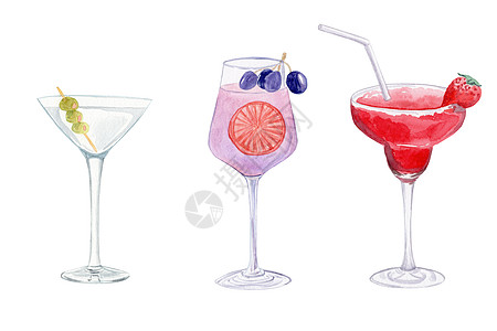 鸡尾酒 将水果和酒精隔离在白底的白底边上(含果子和酒精)图片