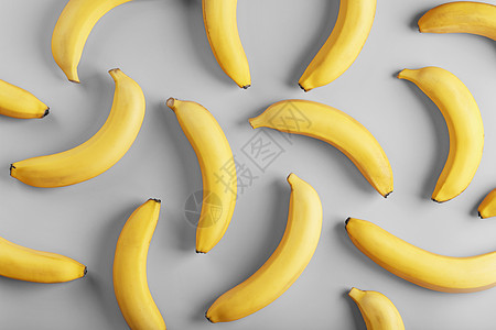 2021年灰色背景时时流行颜色的黄香蕉明亮模式热带黄色墙纸营养观念食物启发性审美艺术创造力图片