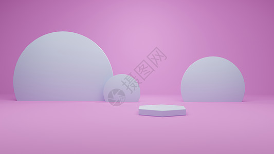 3d 完成舞台讲台在地板上 模拟背景 粉色和蓝色广告空白店铺成功水平作品营销比赛形状陈列室图片