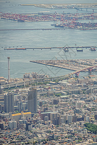 从罗科山看到大阪湾风景房子建筑街景海洋图片