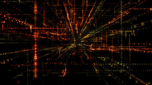 飞入数字技术隧道中商业矩阵网络活力数据代码电脑3d科学粒子图片
