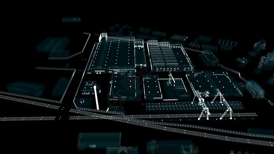 工业技术概念 工业4 0起重机矩阵科学粒子全息人工智能高科技系统工程制造业转型图片