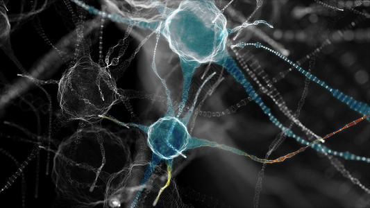 神经细胞中枢网络 3D 插图微生物学神经元电气粒子生物3d头脑信号药品冲动图片