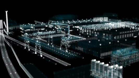 工业技术概念 工业4 0全息数据电脑建筑起重机制造业粒子虚拟现实矩阵屏幕图片
