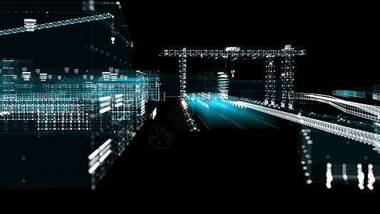 工业技术概念 工业4 0高科技起重机全息建筑数据虚拟现实窗户屏幕3d人工智能图片