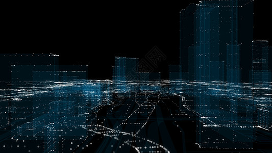 未来的智能数字城市 智能城市和技术商业概念 三科学网格小说全景辉光数据界面3d显示器建筑学图片