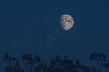 月亮在黑暗的夜空中被孤立 没有可见的恒星图片