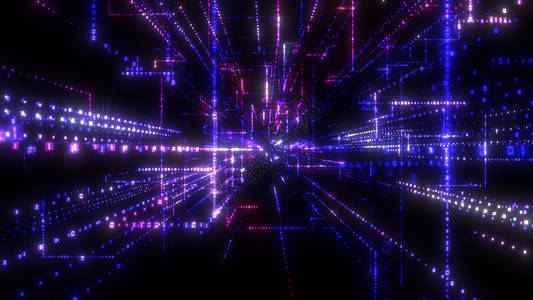 飞入数字技术隧道中矩阵速度科学商业活力代码电脑蓝色背景数据图片