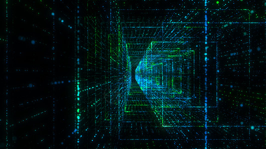 飞入数字技术隧道中3d背景活力网络速度互联网粒子电脑代码蓝色图片