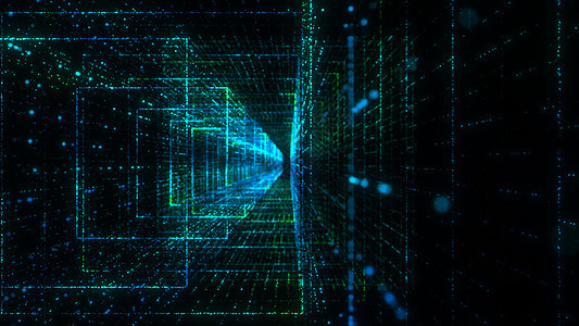 飞入数字技术隧道中活力网络蓝色商业3d代码科学速度数据运动图片