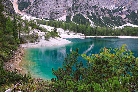 布莱亚湖 多洛米山 意大利 欧洲山脉旅游风景旅行反射天空远足森林国家公园图片