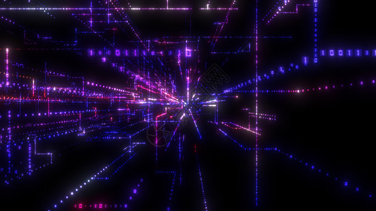 飞入数字技术隧道中科学3d电脑代码网络蓝色商业背景活力数据图片