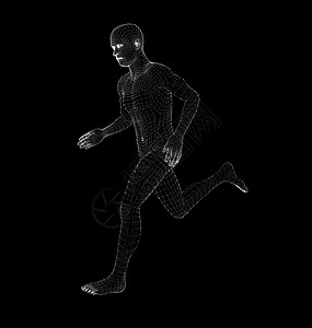 人类运行 医疗与技术概念医学和技术概念运动解剖学赛跑者3d生物学矩阵艺术身体全息数据图片
