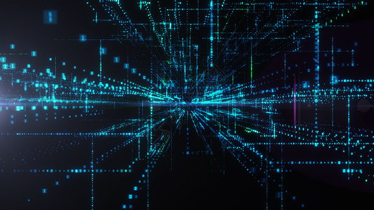 飞入数字技术隧道中商业互联网网络速度矩阵粒子3d背景代码科学图片
