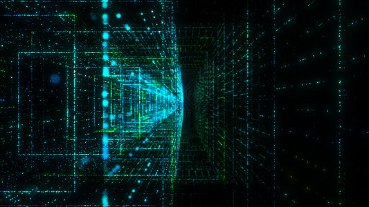 飞入数字技术隧道中3d活力电脑互联网代码背景网络科学粒子矩阵图片